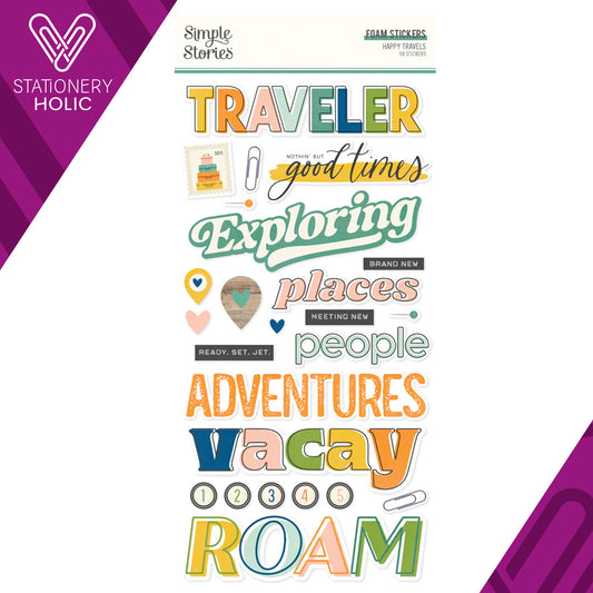 Simple Stories - Foam Stickers 6 x 12 - Happy Travels