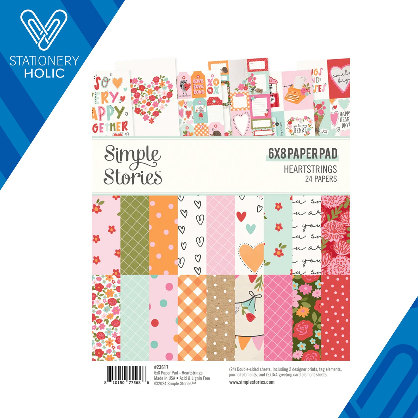 Simple Stories - Bloc Papel 6 x 8 - Heartstrings