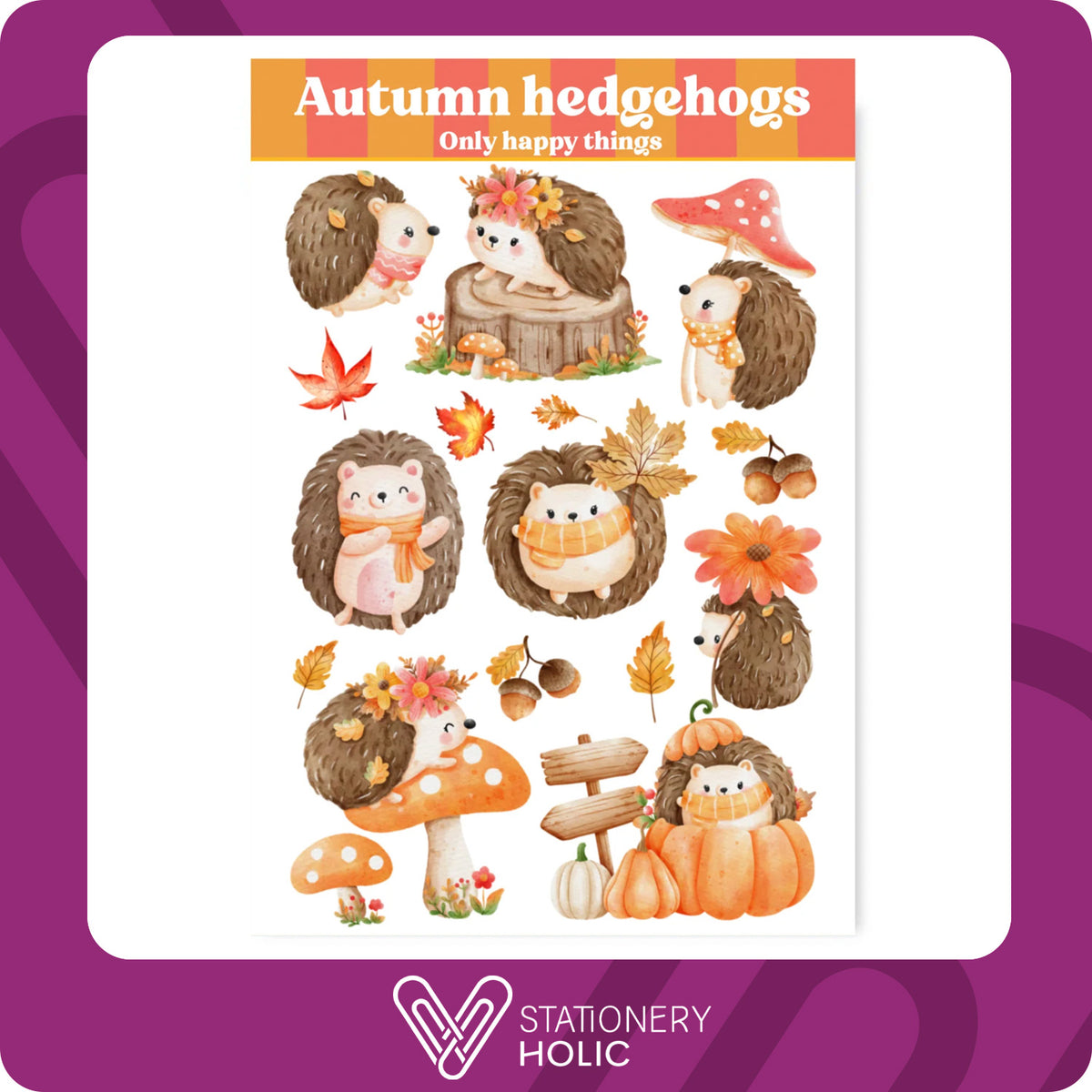 Only Happy Things - Stickers - Autumn Hedgehogs