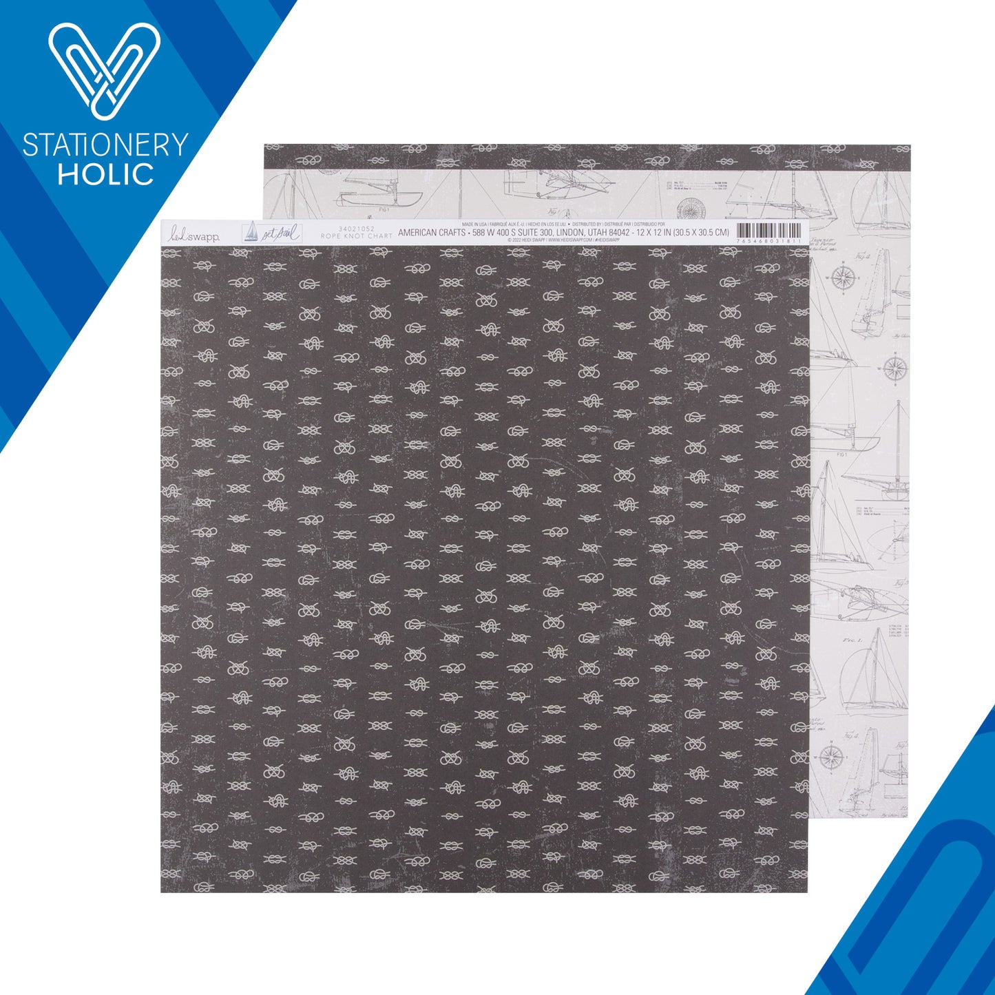 Heidi Swapp - Hoja de Papel 12 x 12 - Set Sail - Rope Knot Chart