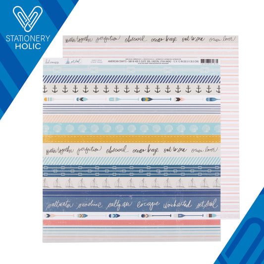 Heidi Swapp - Hoja de Papel 12 x 12 - Set Sail - Strip Page