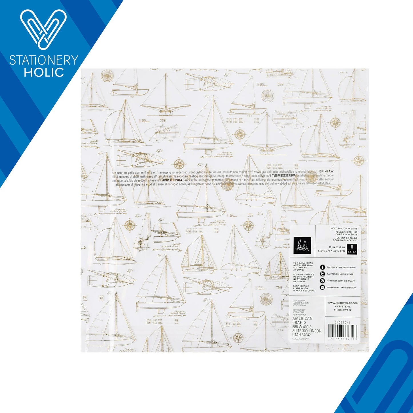 Heidi Swapp - Acetato con Foil 12 x 12 - Set Sail