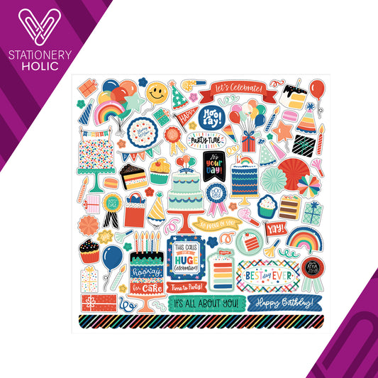 Echo Park - Hoja de Stickers 12 x 12 - Hip Hip Hooray