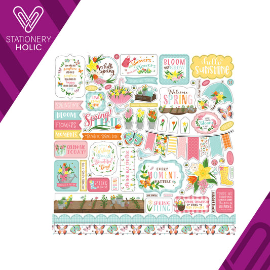 Echo Park - Hoja de Stickers 12 x 12 - I Love Spring