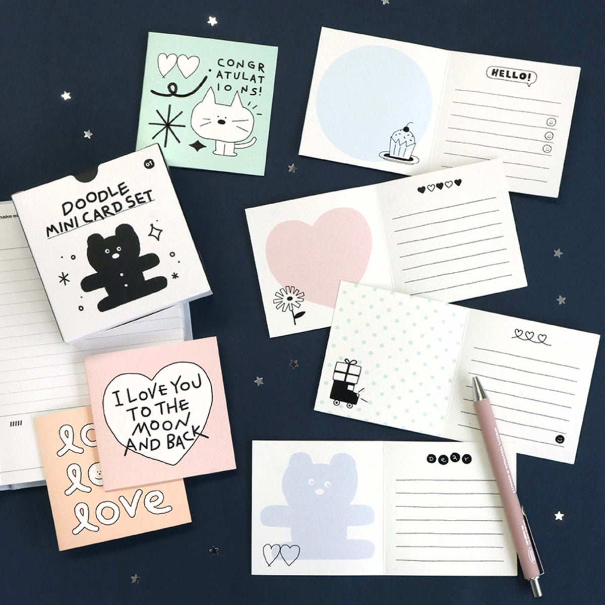 Iconic - Set de Tarjetitas Mini - Doodle White