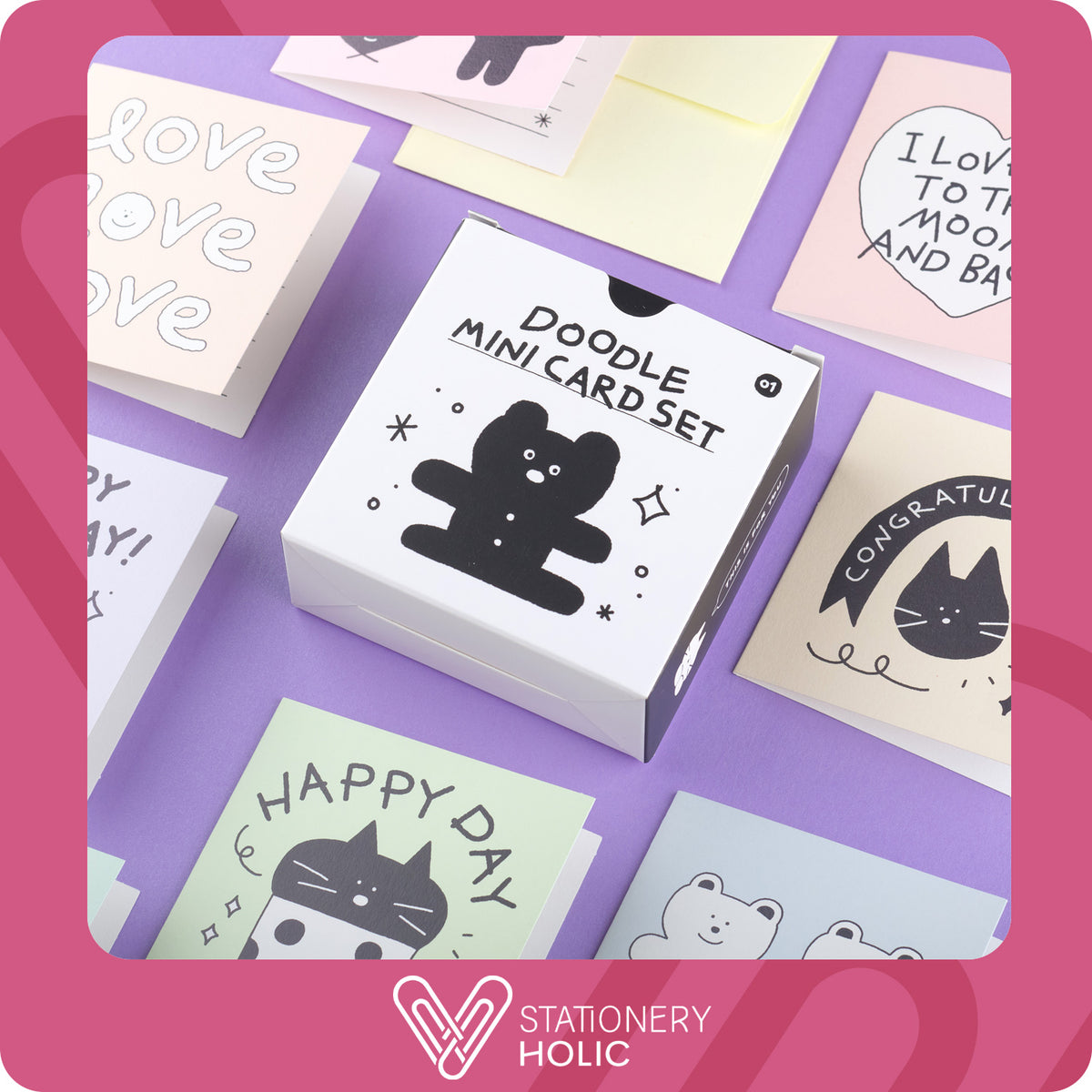 Iconic - Set de Tarjetitas Mini - Doodle White