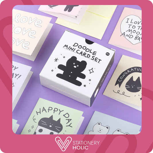 Iconic - Set de Tarjetitas Mini - Doodle White