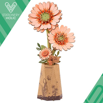 Rolife - Wooden Flowers - Gerbera Light Orange