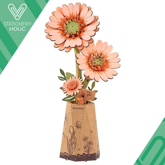 Rolife - Wooden Flowers - Gerbera Light Orange