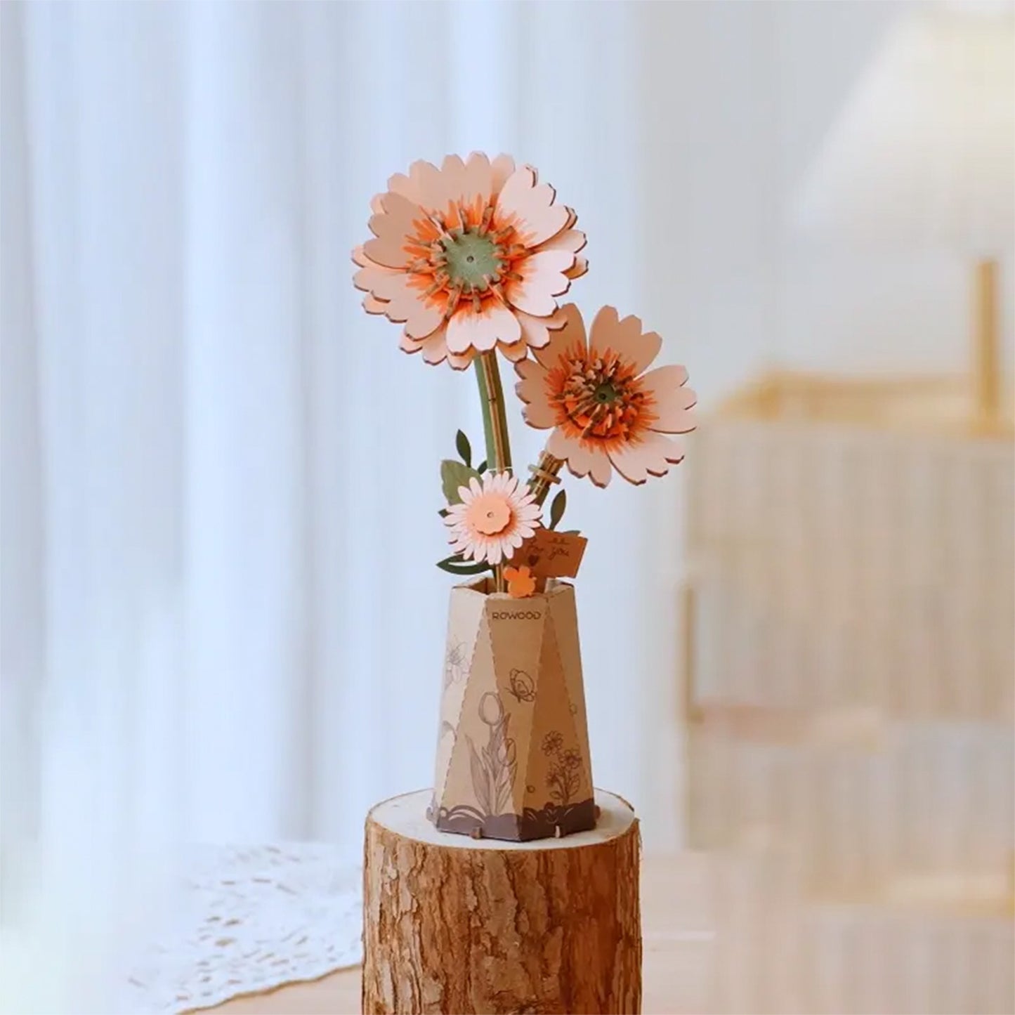 Rolife - Wooden Flowers - Gerbera Light Orange