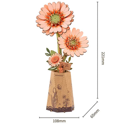 Rolife - Wooden Flowers - Gerbera Light Orange