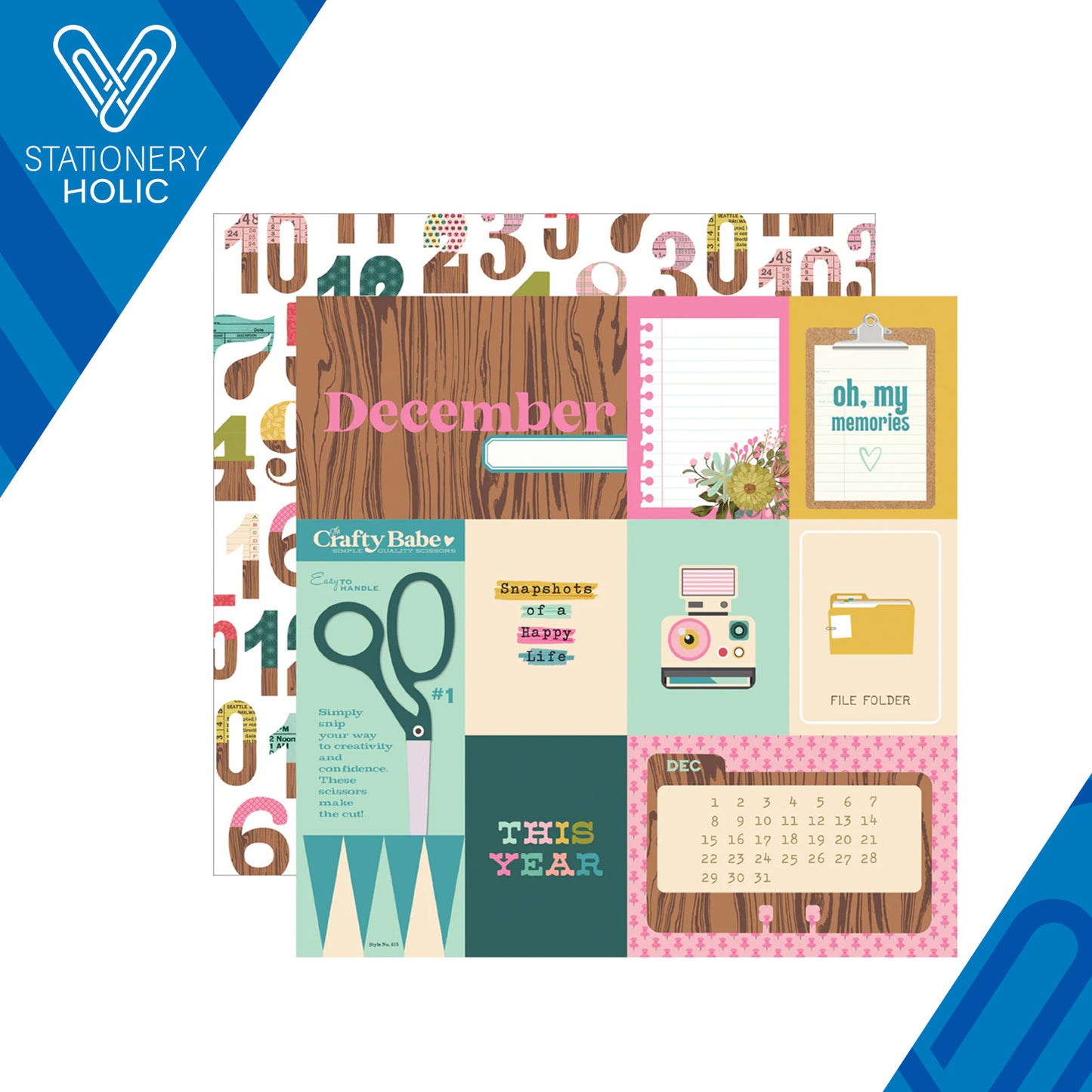 Simple Stories - Hoja Papel 12 x 12 - Noteworthy - December