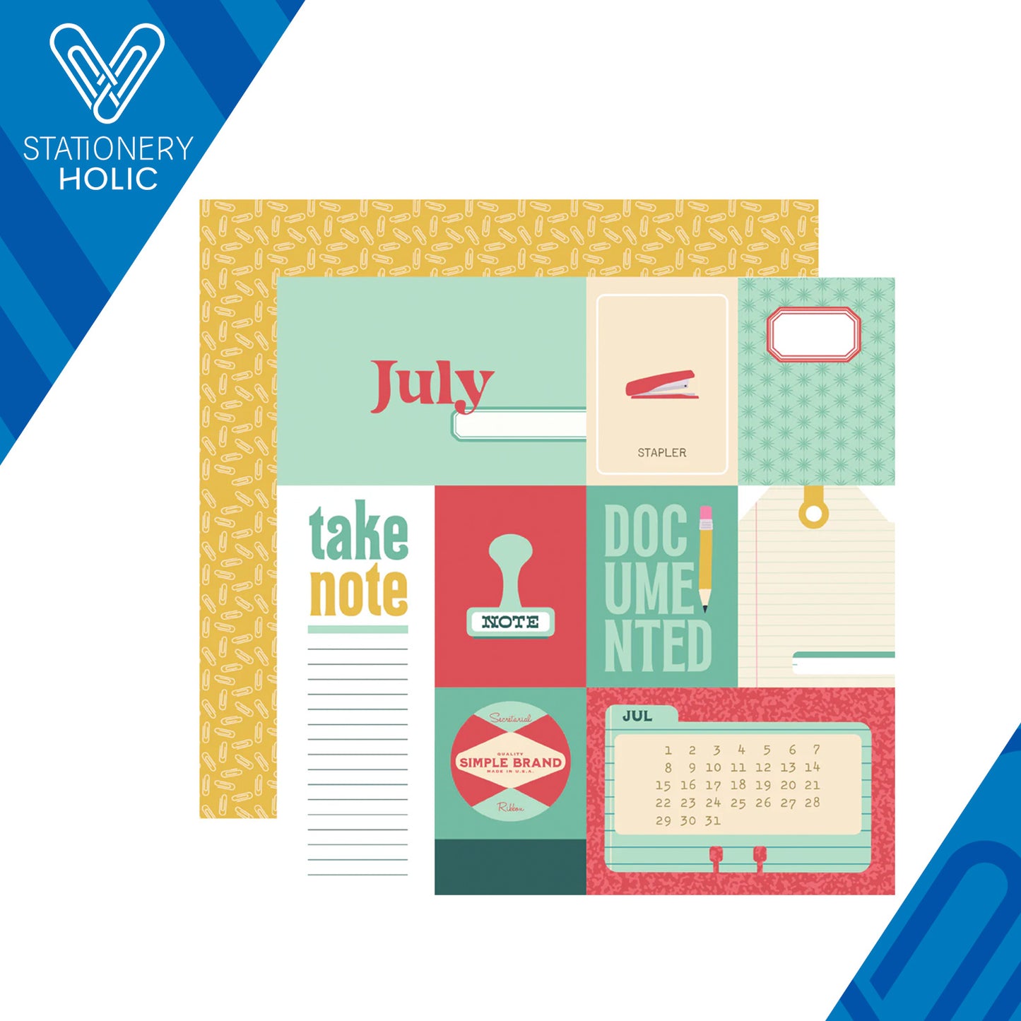 Simple Stories - Hoja Papel 12 x 12 - Noteworthy - July