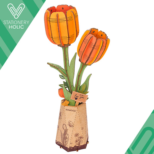 Rolife - Wooden Flowers - Orange Tulip