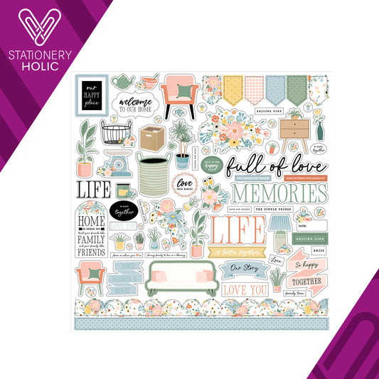 Echo Park - Hoja de Stickers 12 x 12 - Our Happy Place