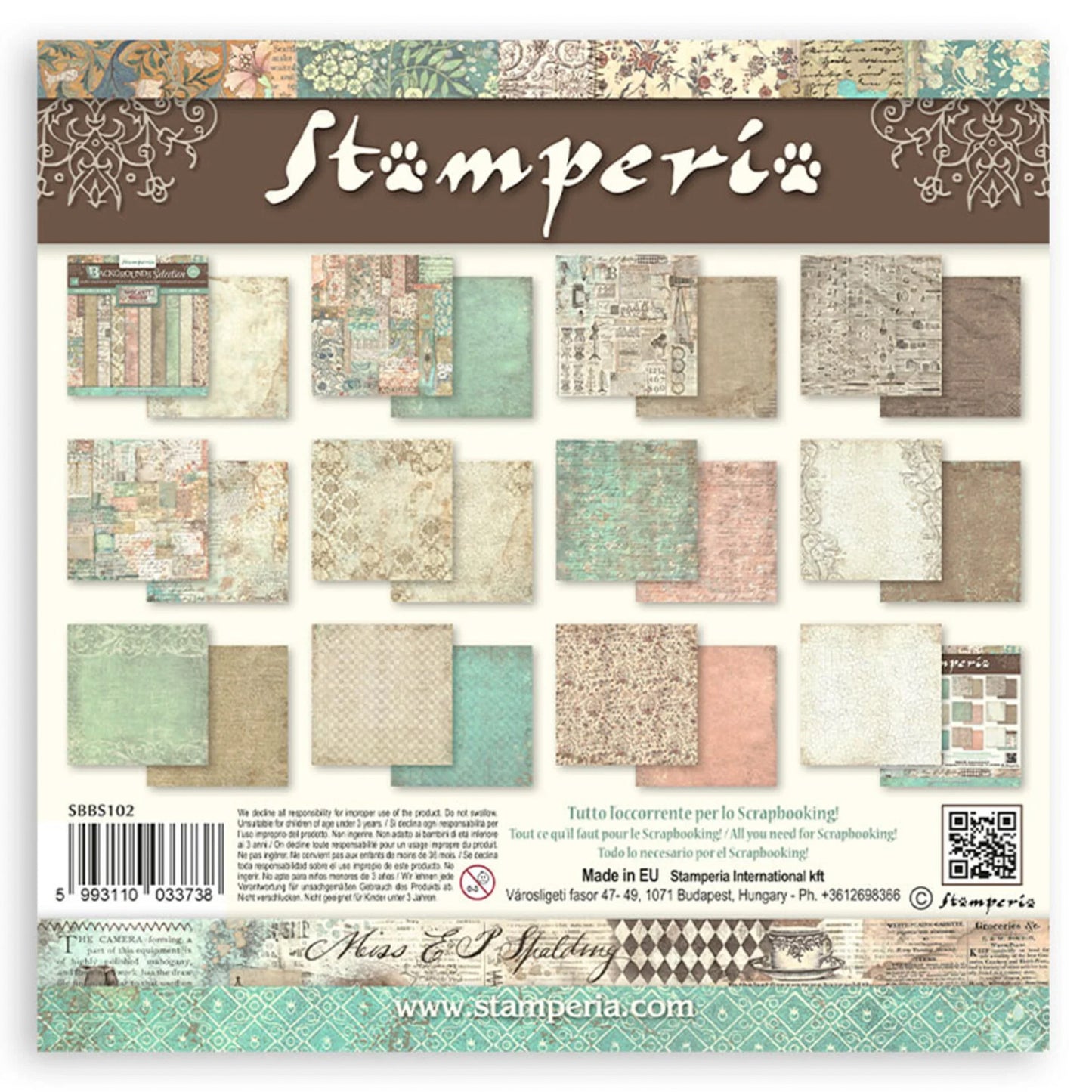 Stamperia - Coleccion 8 x 8 - Brocante Backgrounds