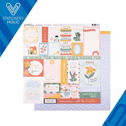 Pebbles - Hoja de Papel 12 x 12 - Sunny Blooms - Blessings