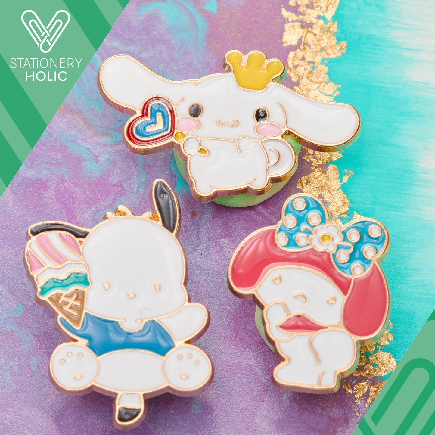 UB - Set Pines - Sanrio Cinnamoroll, My Melody y Pochaco