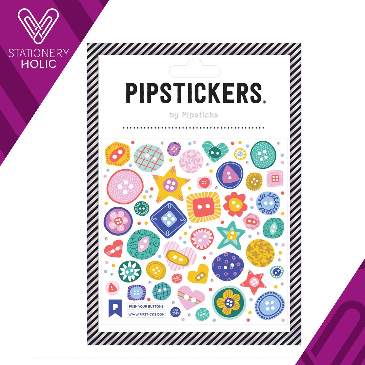 Pipsticks - Stickers 4x4" - Push Your Buttons