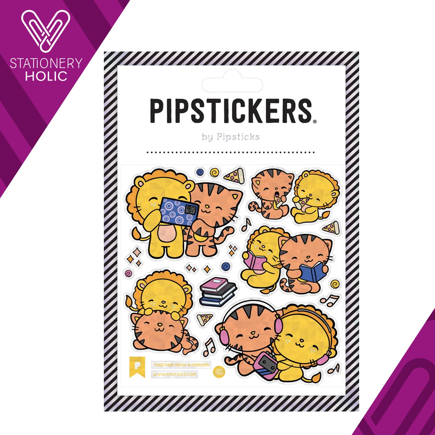 Pipsticks - Stickers 4x4" - Together Meow & Forever