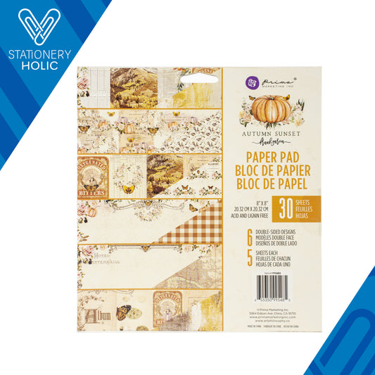 Prima Marketing - Block Papel 8 x 8 - Autumn Sunset