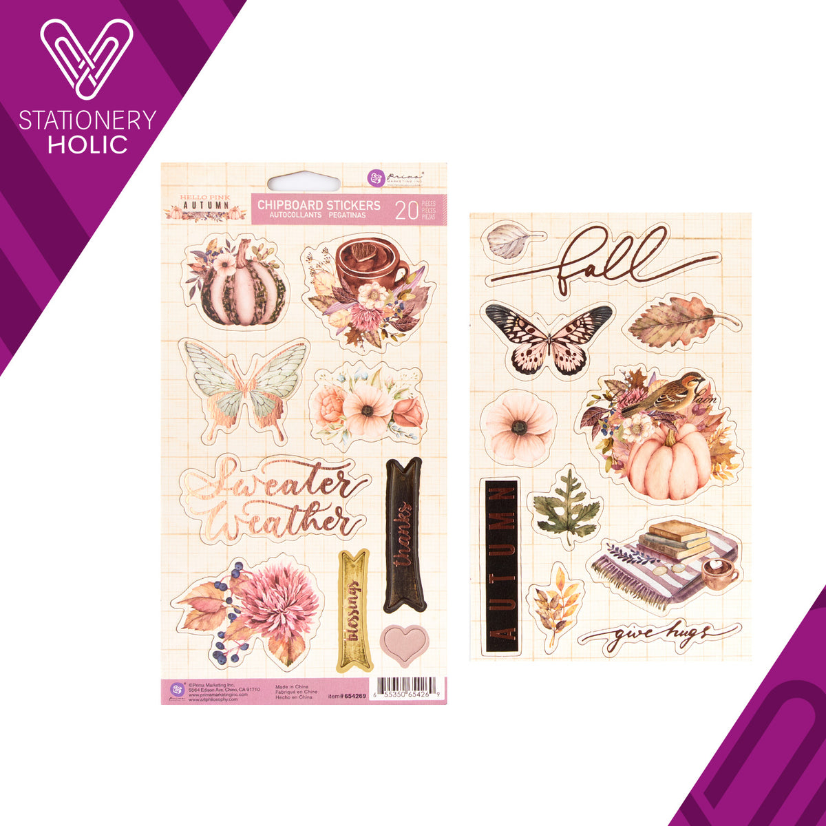 Prima Sticker Prima Marketing - Chipboard Stickers Con Foil - Hello Pink Autumn ...