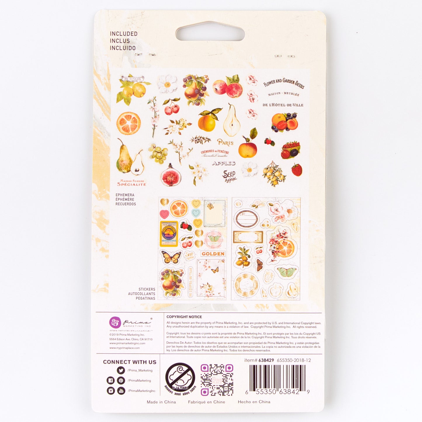 Prima Marketing - Ephemera y Stickers - Fruit Paradise