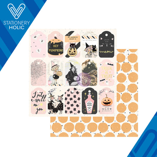 Prima Marketing - Hoja Papel 12 x 12 con Foil - Luna Pumpkin Spells