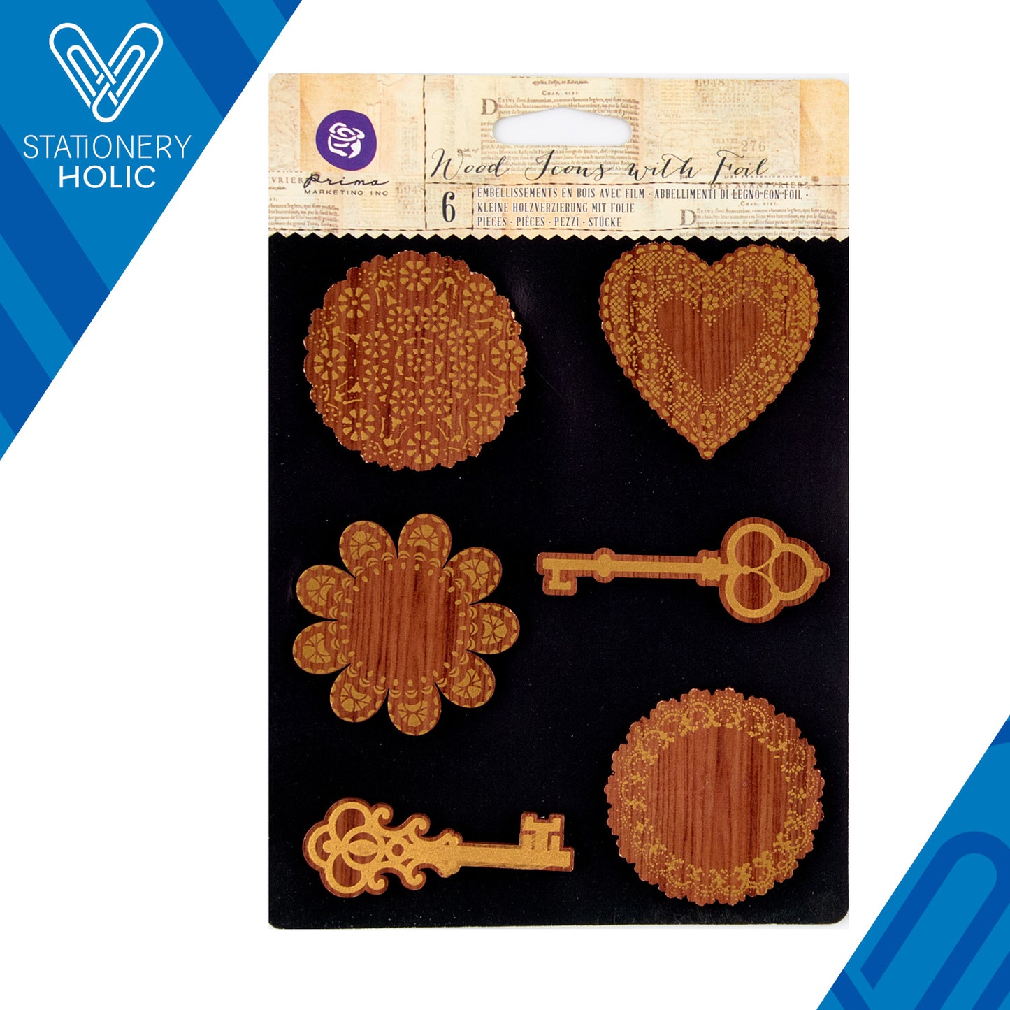 Prima Marketing - Iconos Madera con Foil - Keys & Doilies