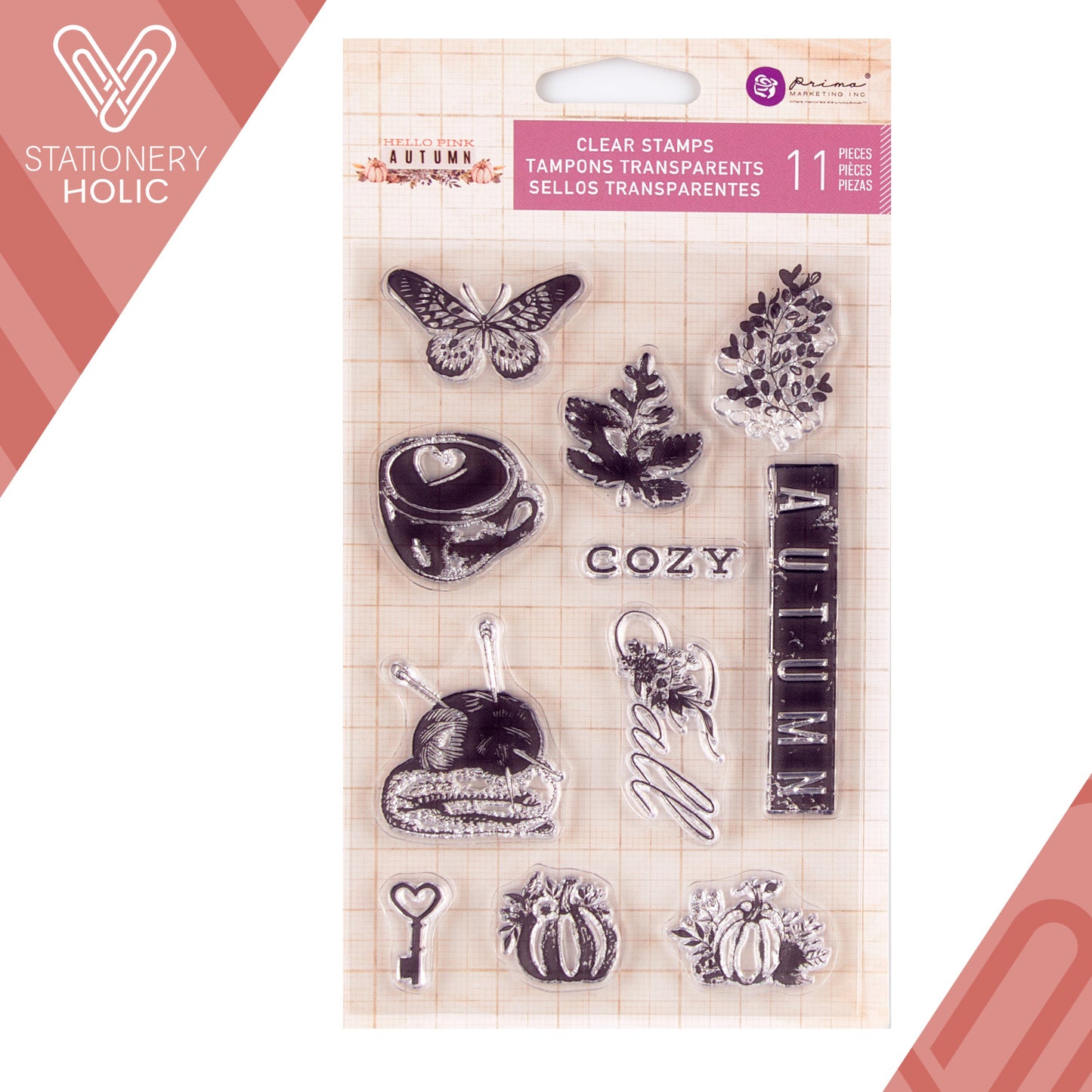 Prima Marketing - Sellos 4 x 6 - Hello Pink Autumn