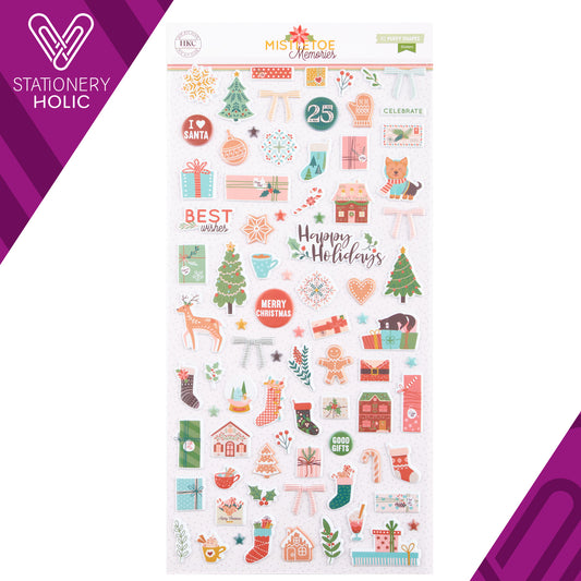 Hip Kit Club - Puffy Stickers 6 x 12 Icons - Mistletoe Memories