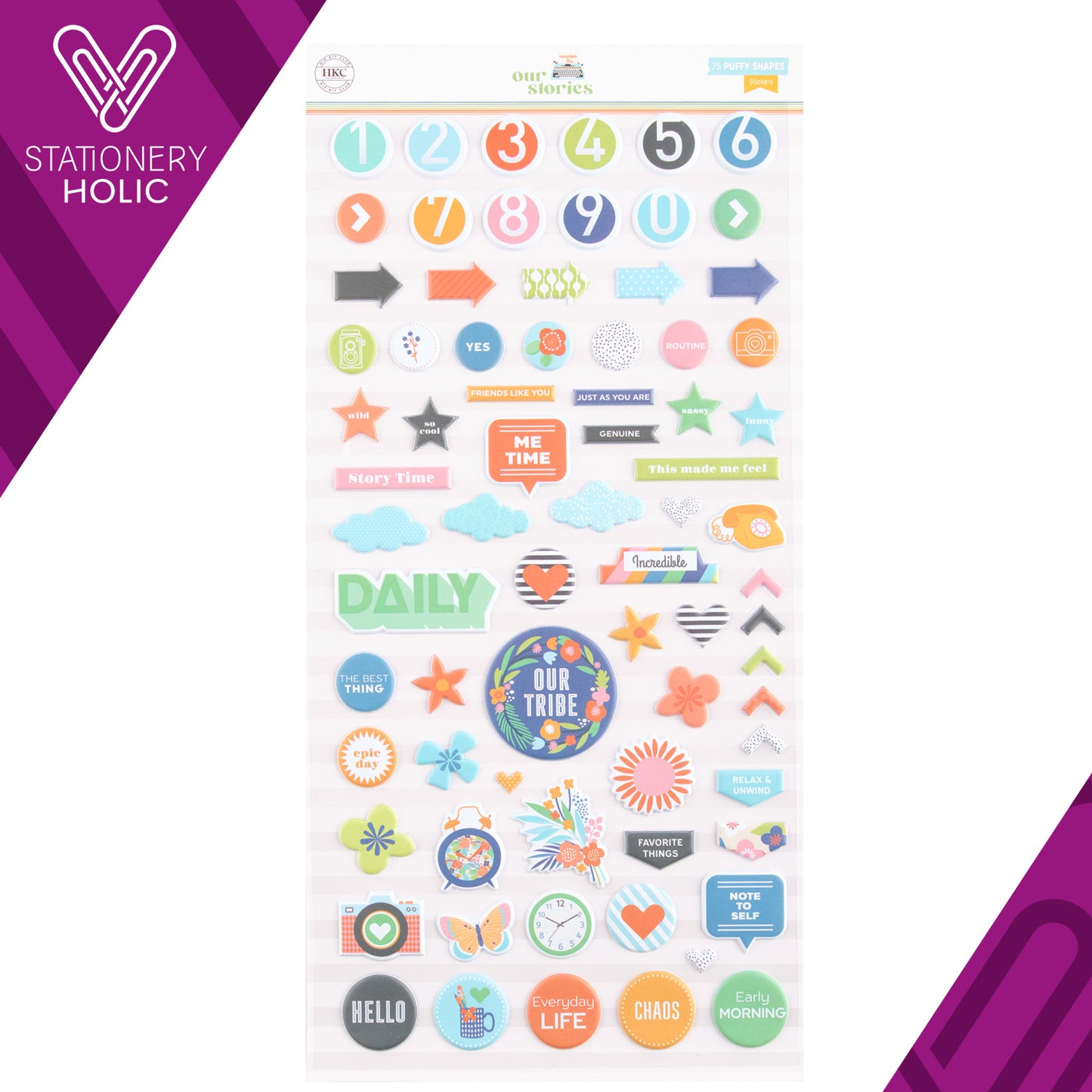 Hip Kit Club - Puffy Stickers 6 x 12 Icons - Our Stories