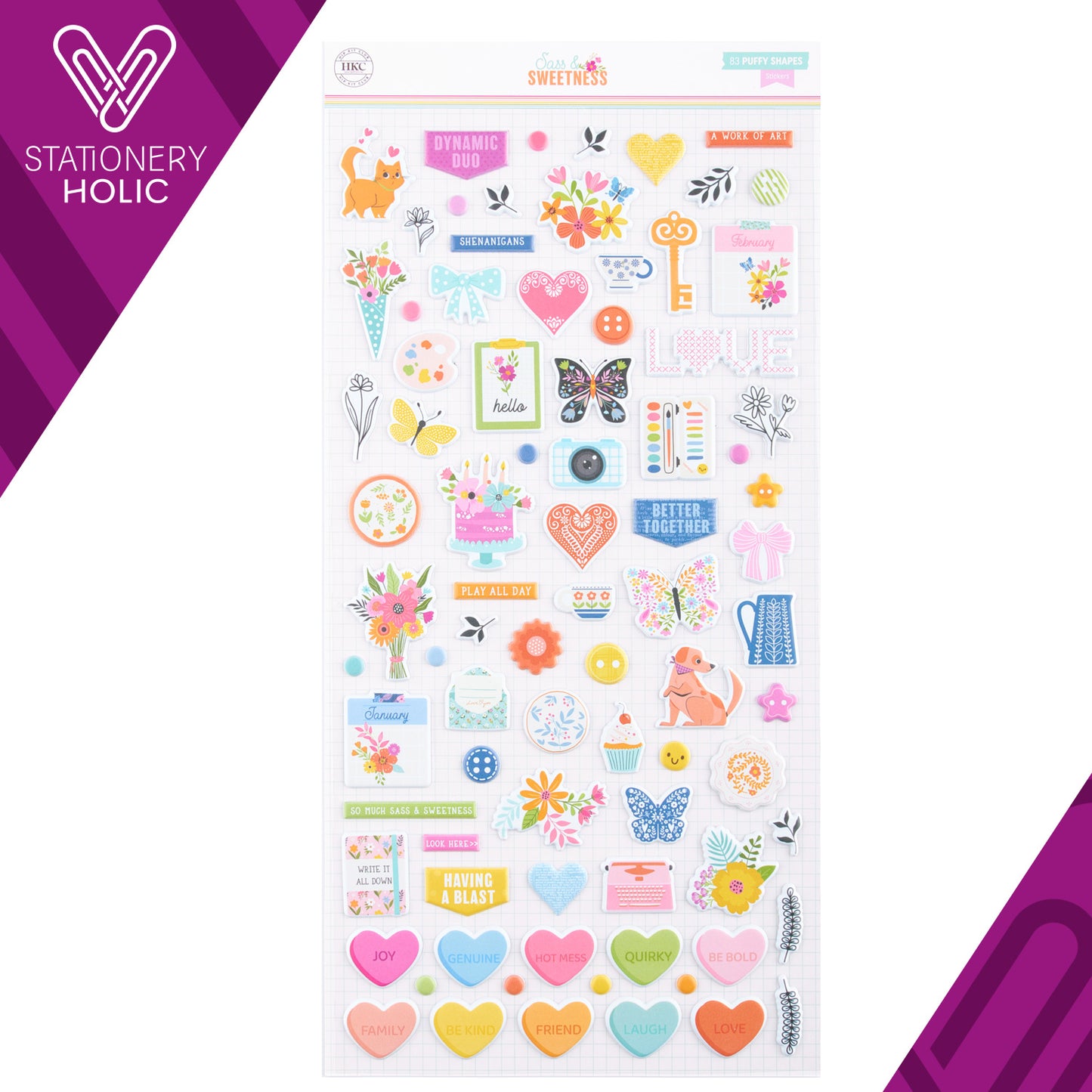 Hip Kit Club - Puffy Stickers 6 x 12 Icons - Sass & Sweetness