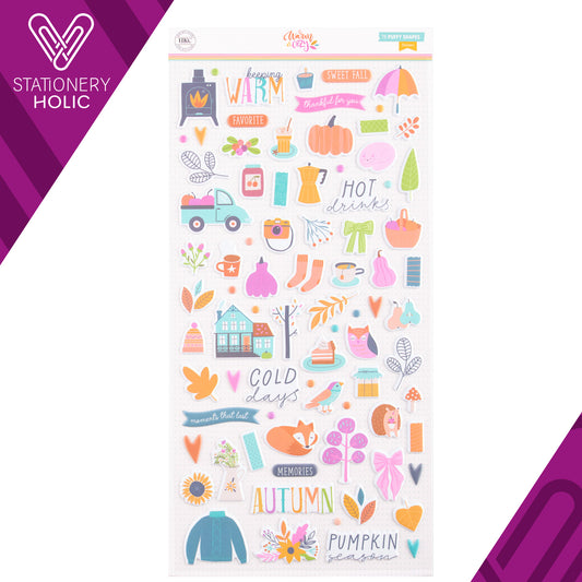Hip Kit Club - Puffy Stickers 6 x 12 Icons - Warm & Cozy