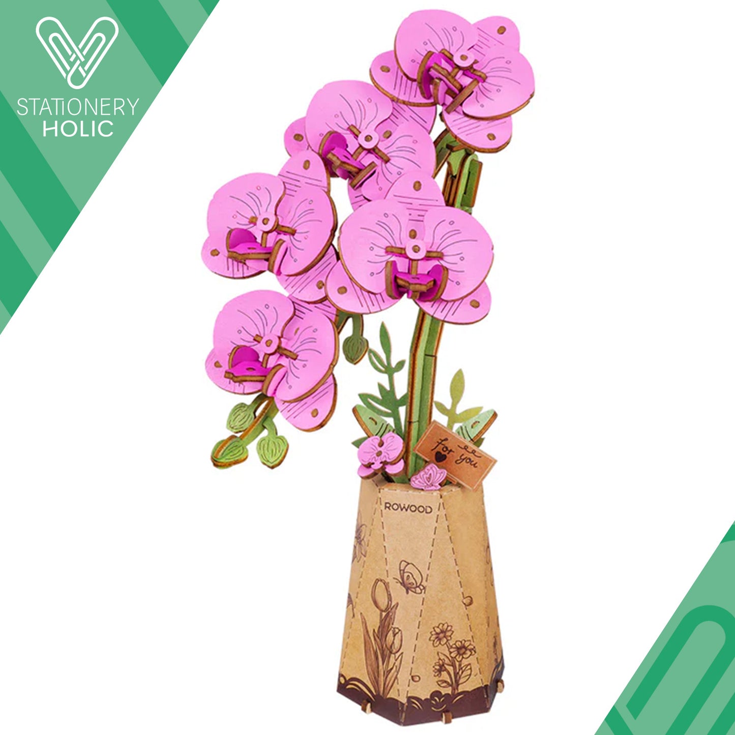 Rolife - Wooden Flowers - Orchid Purple Moth