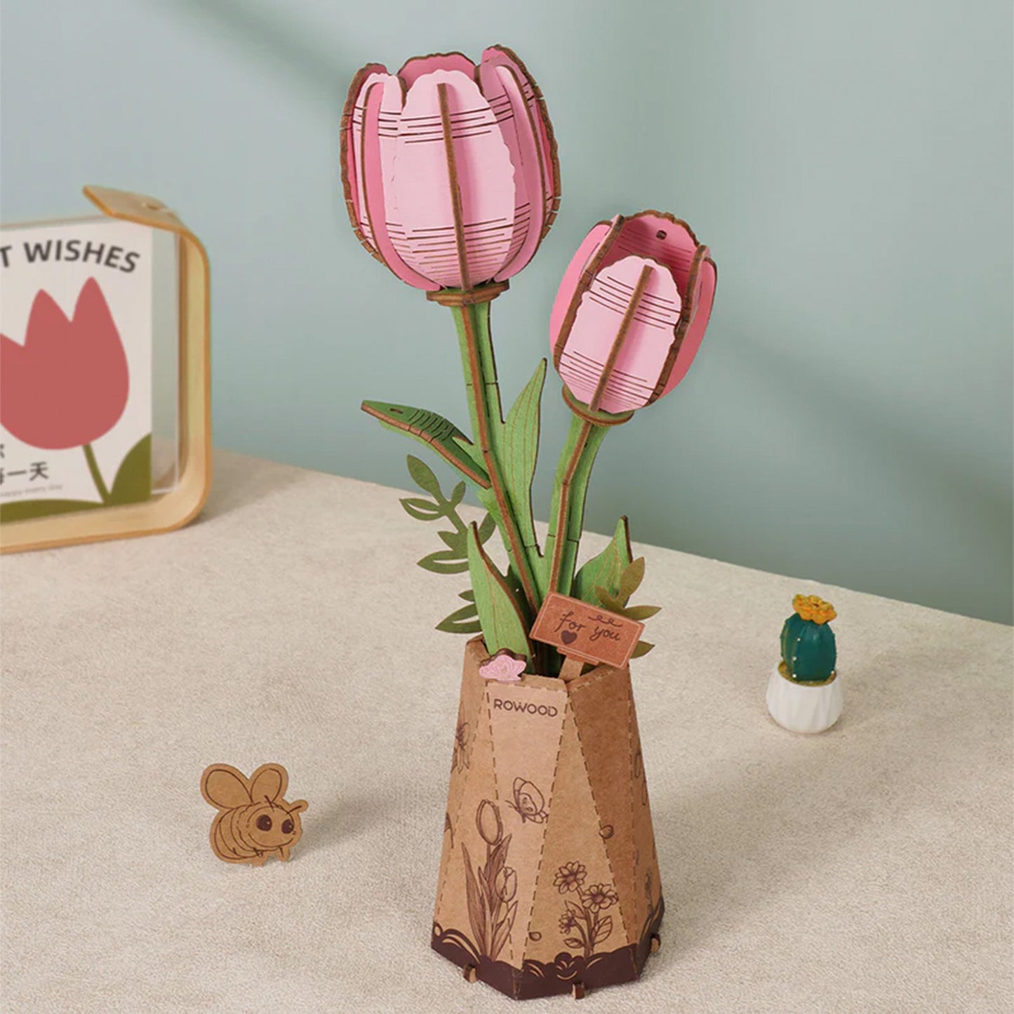Rolife - Wooden Flowers - Pink Tulip