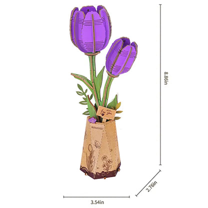 Rolife - Wooden Flowers - Purple Tulip