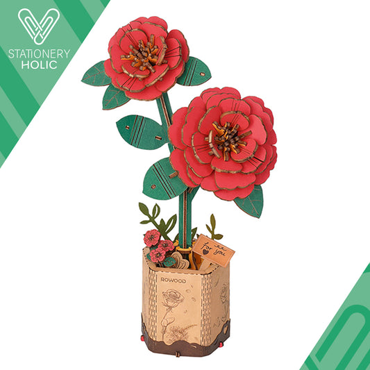 Robotime - Wooden Flowers - Red Camelia