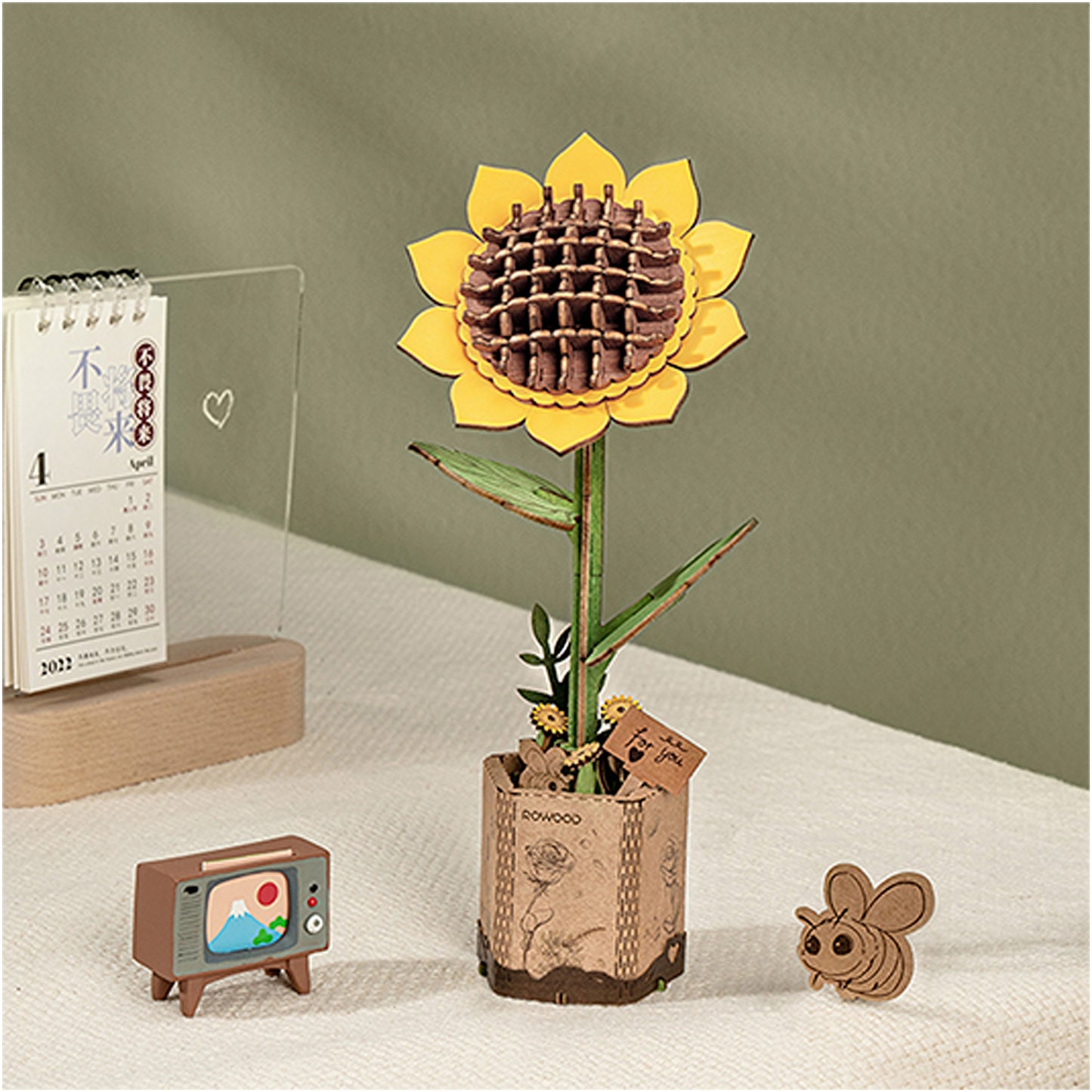 Robotime - Wooden Flowers - Sunflower