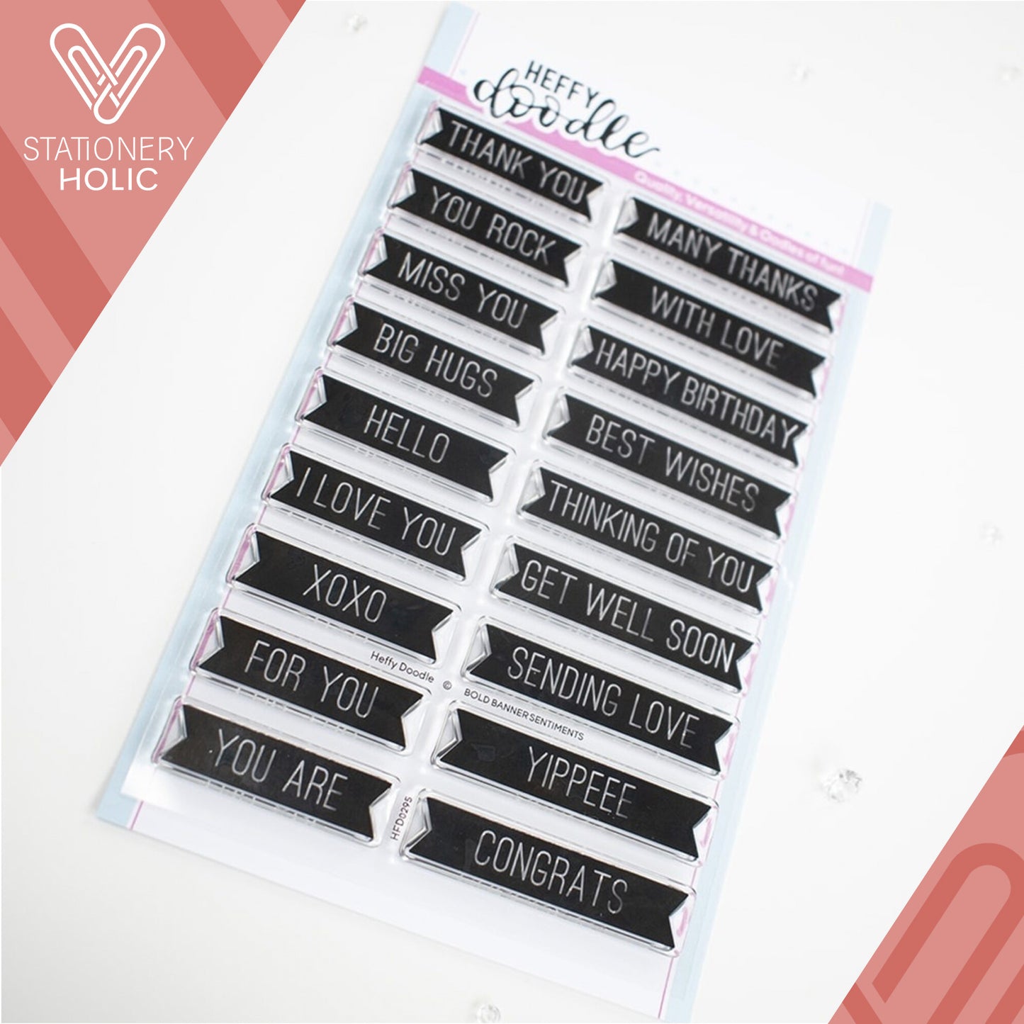 Heffy Doodle - Sellos 4 x 6 - Bold Banner Sentiments