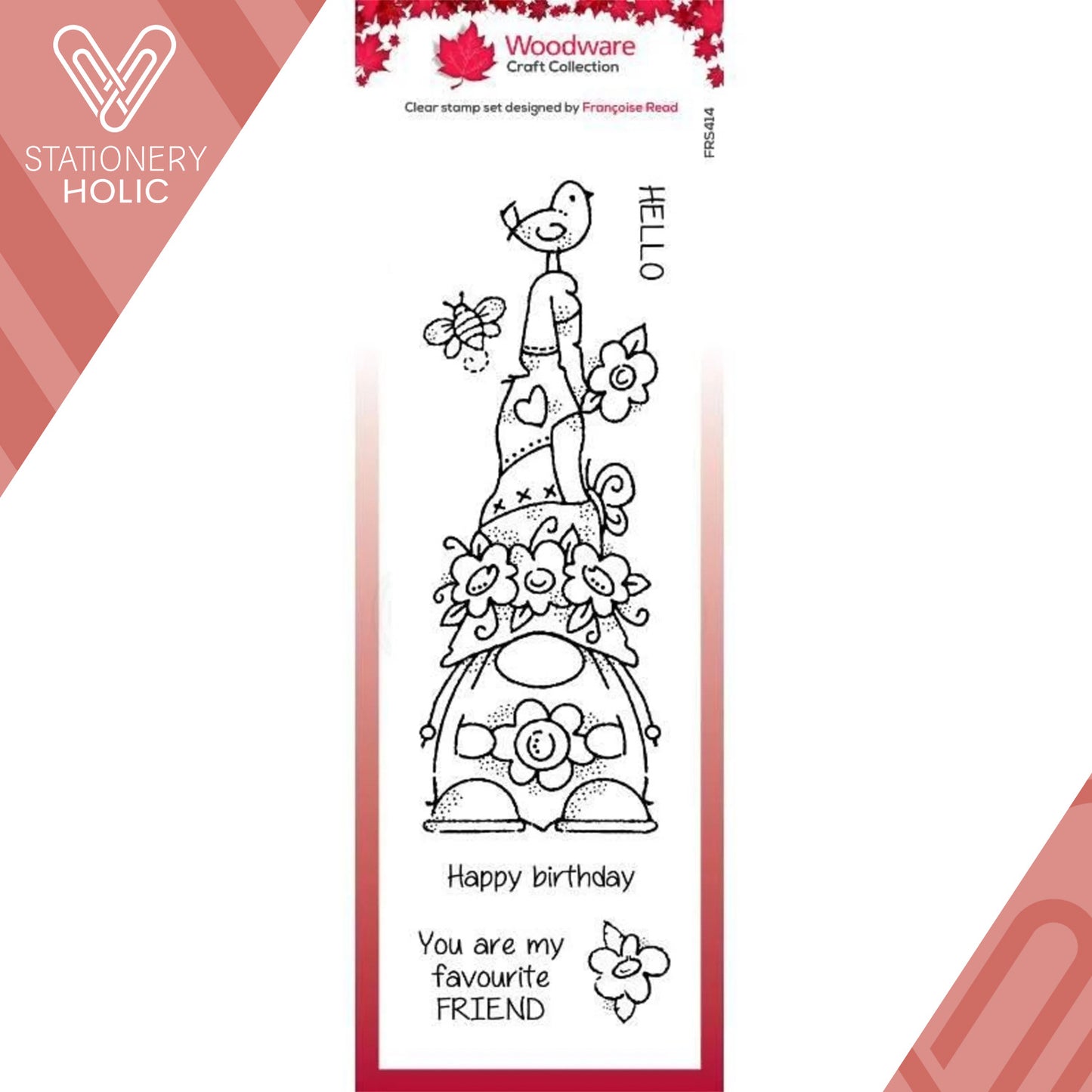 Woodware - Sello - Floral Hat Gnome