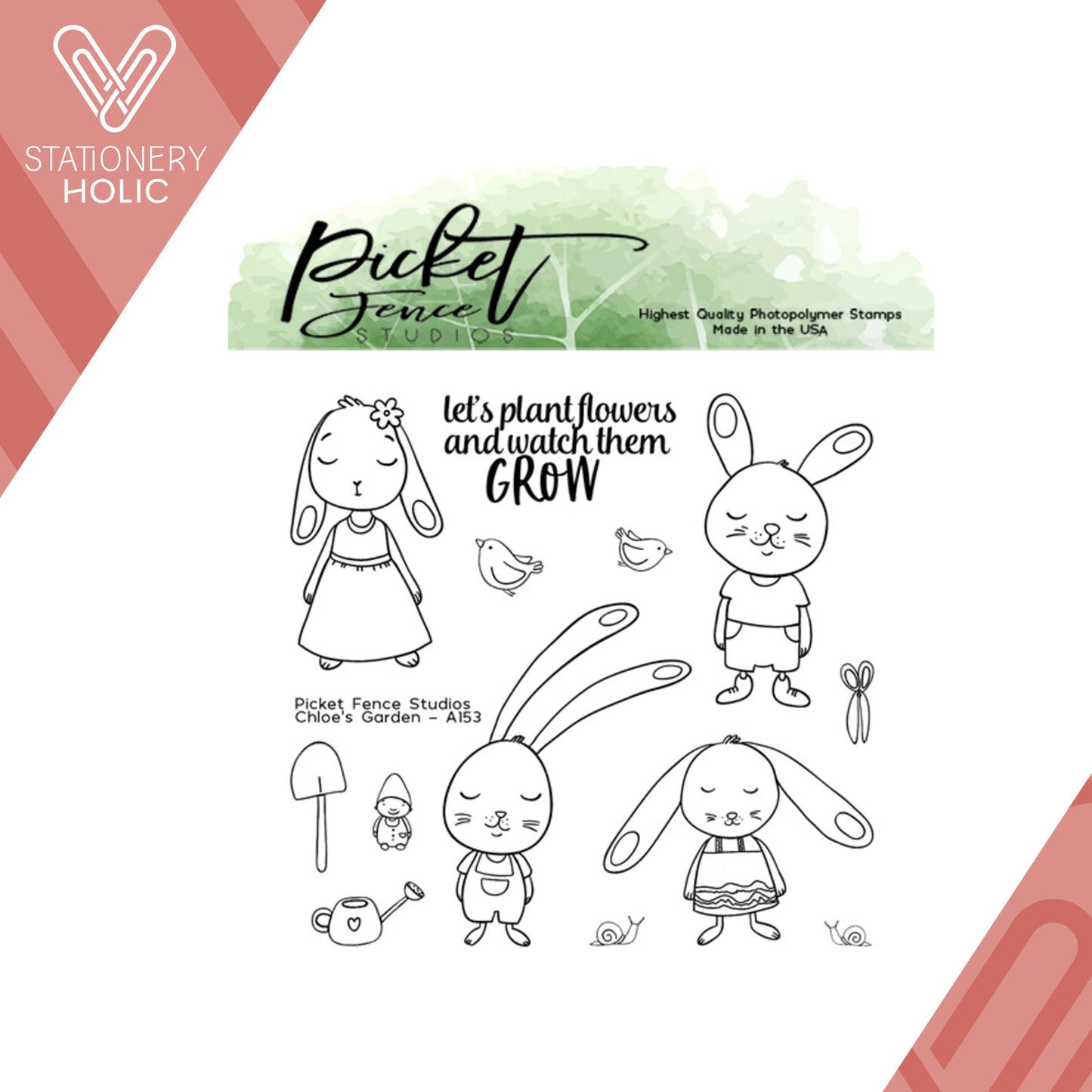 Picket Fence Studios - Sellos 4 x 4 - Chloe's Garden