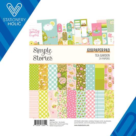 Simple Stories - Block Papel 6 x 8 - Tea Garden