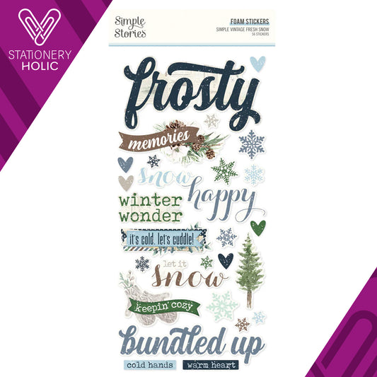 Simple Stories - Foam Stickers 6 x 12 - Fresh Snow