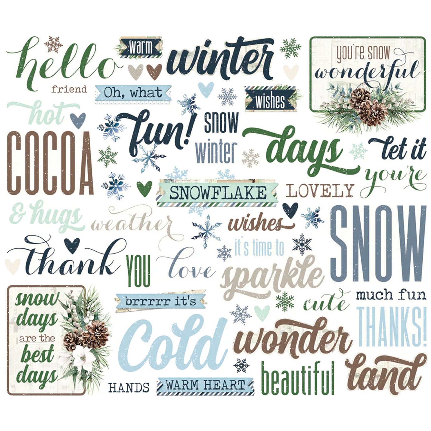 Simple Stories - Sentiments Bits & Pieces - Fresh Snow