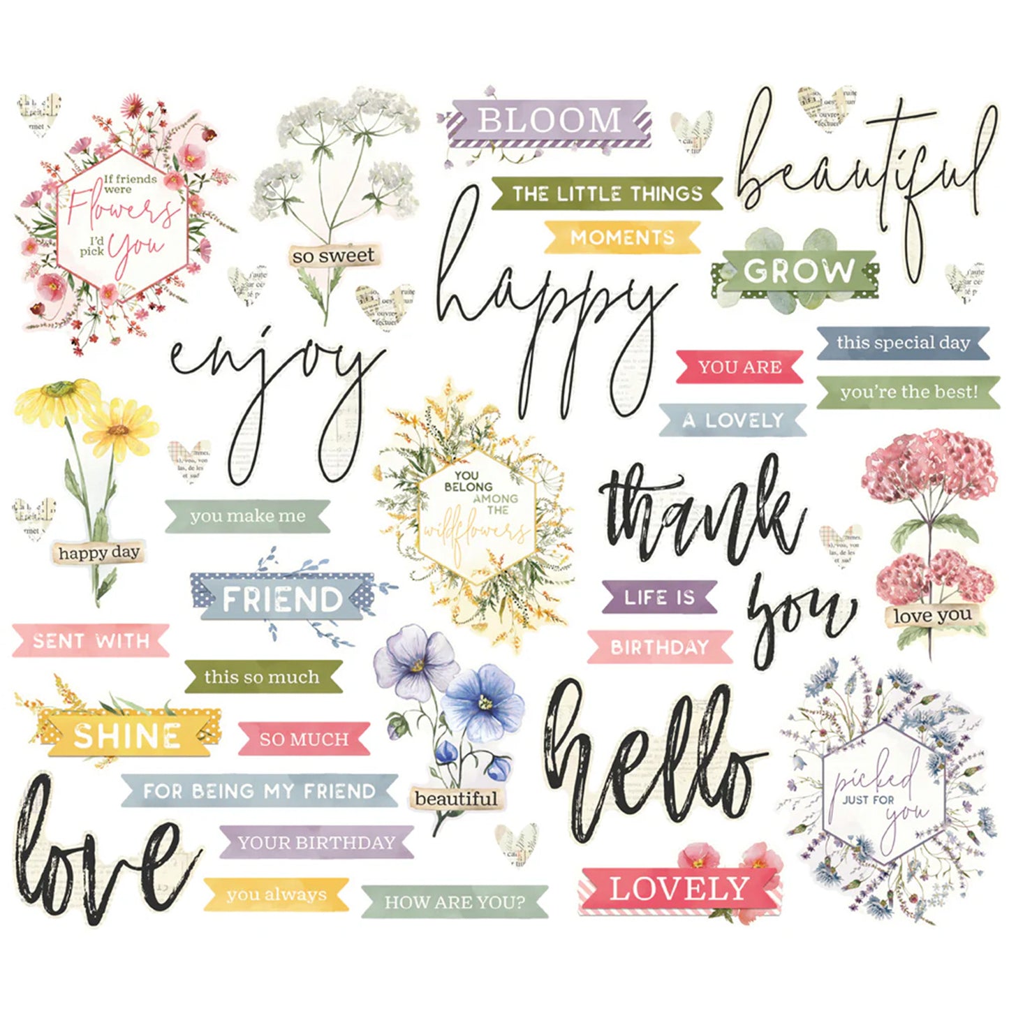 Simple Stories - Sentiments Bits & Pieces - Meadow Flowers