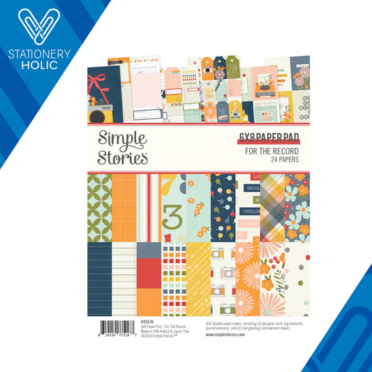 Simple Stories - Block Papel 6 x 8 - For The Record