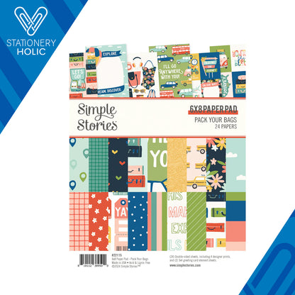 Simple Stories - Block Papel 6 x 8 - Pack Your Bags