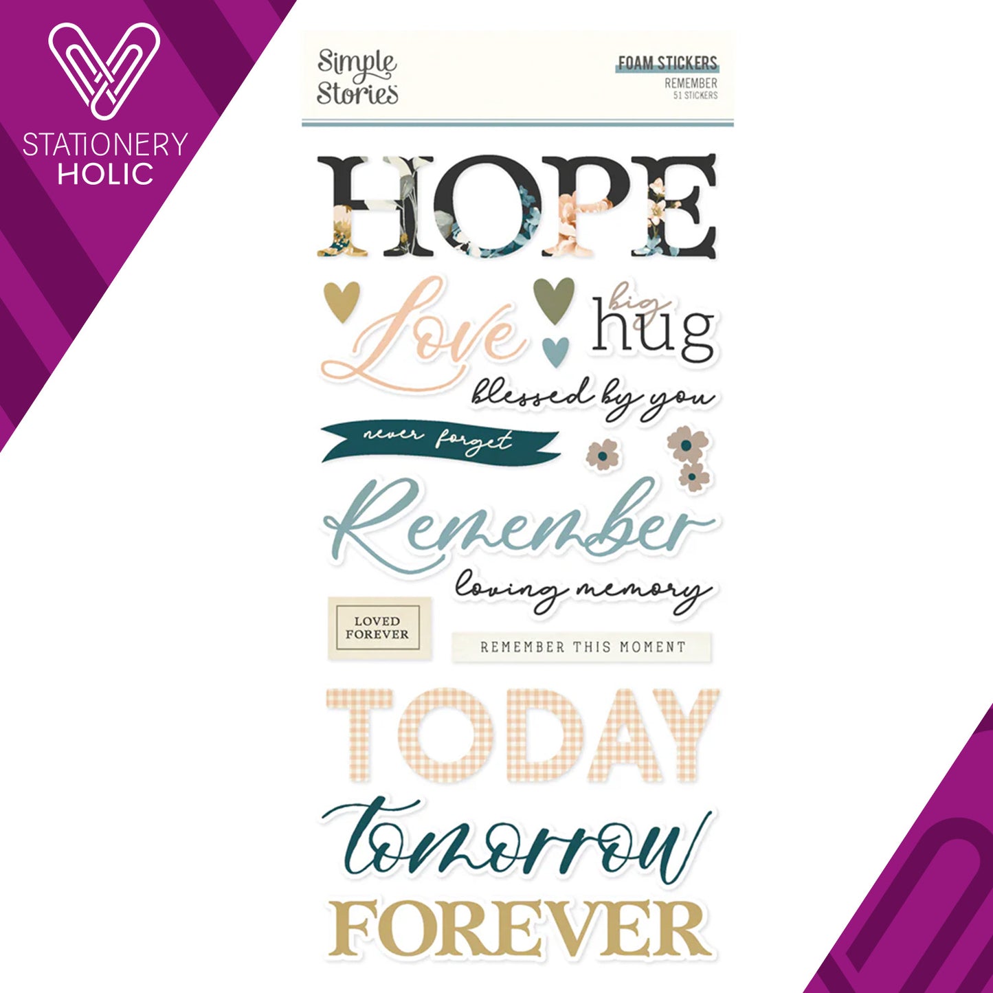 Simple Stories - Foam Stickers 6 x 12 - Remember