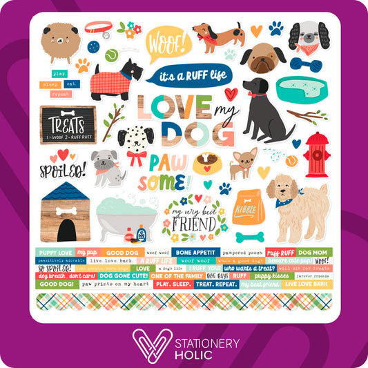 Simple Stories - Hoja de Stickers 12 x 12 - Fur Baby Dog